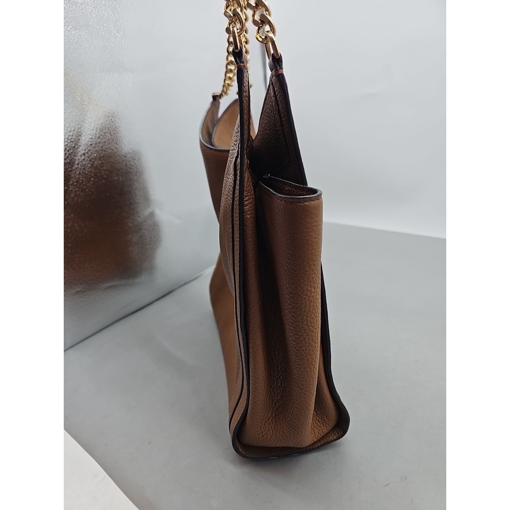 Michael Kors Women's Genuine Leather Tan Gold Chain Hobo Bag W/ Garment Bag - Picture 5 of 9